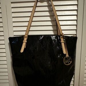 Michael Kors Black with Tan Strap Tote